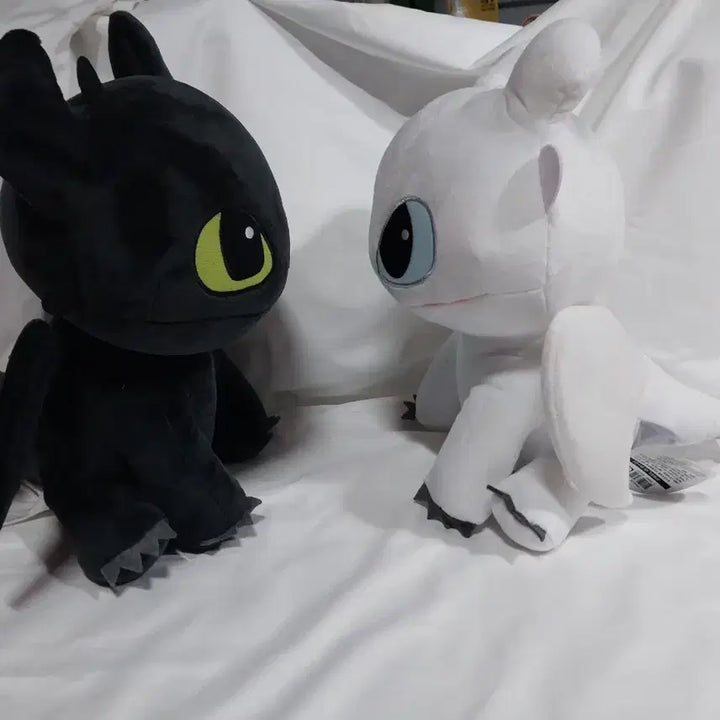 [BUNJANG] How to Train Your Dragon Toothless &amp; Light Fury Medium Plush Set (2 Types) / 새제품 투슬리스 중형 인형 2종 일괄 라이트퓨리 드래곤 길들이기