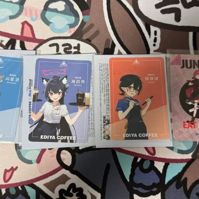[BUNJANG] Blue Archive Ediya Coffee Collaboration 3 Types Trading Cards / 블루 아카이브 이디야커피 굿즈 카드 3종