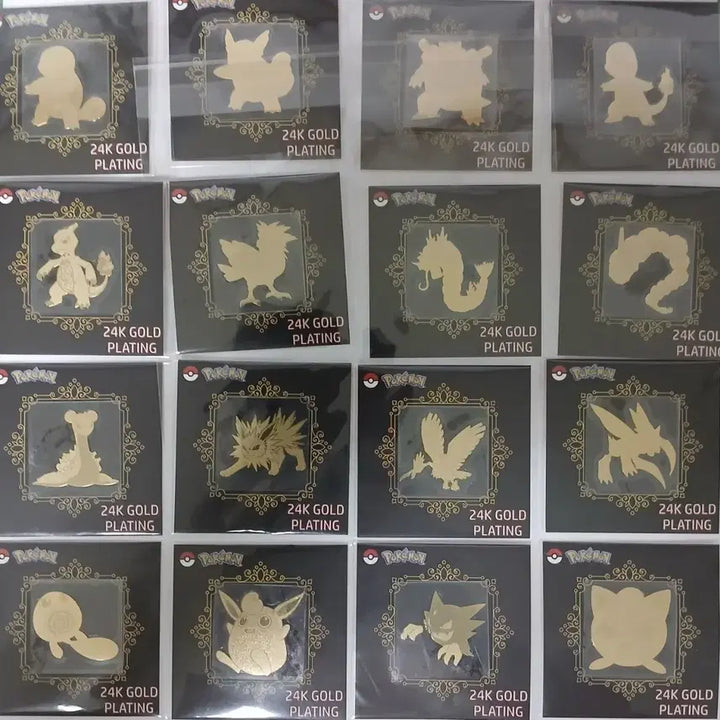 [BUNJANG] Pokemon 24K Gold Foil Stickers Bundle Set / 포켓몬 24k 금박 골드 띠부씰 스티커 16개 일괄