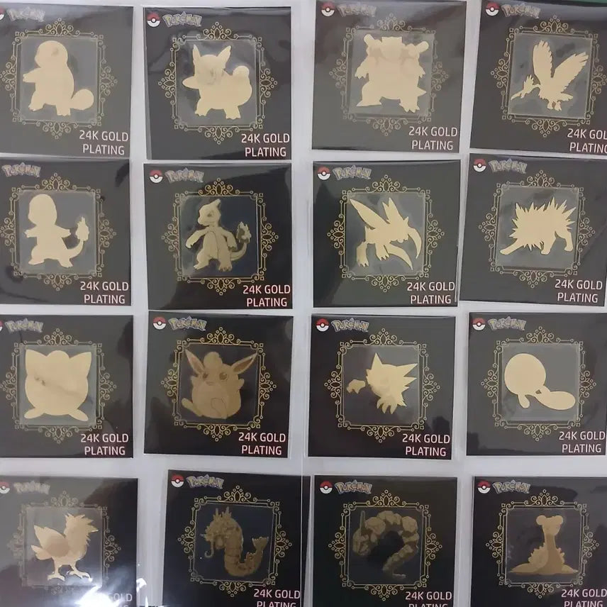 [BUNJANG] Pokemon 24K Gold Foil Stickers Bundle Set / 포켓몬 24k 금박 골드 띠부씰 스티커 16개 일괄