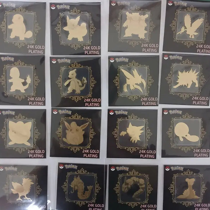 [BUNJANG] Pokemon 24K Gold Foil Stickers Bundle Set / 포켓몬 24k 금박 골드 띠부씰 스티커 16개 일괄