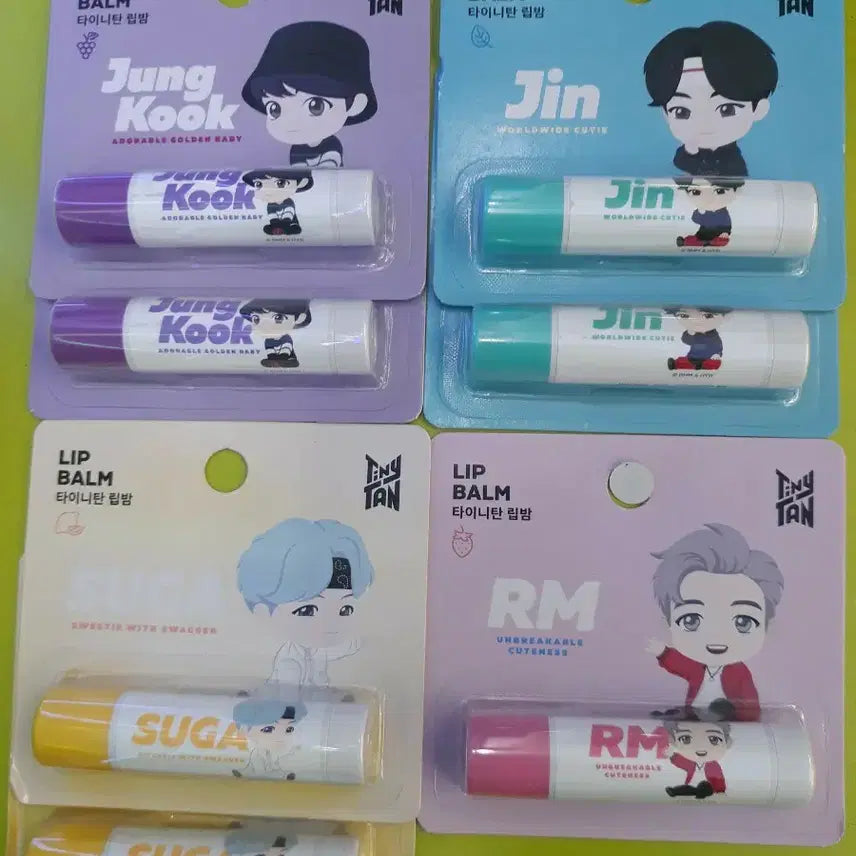 [BUNJANG] BTS TinyTAN Lip Balm Set (Jungkook, Jin, Suga, RM) / 방탄소년단 BTS 타이니탄 립밤 정국/진/슈가/RM 7개 모두