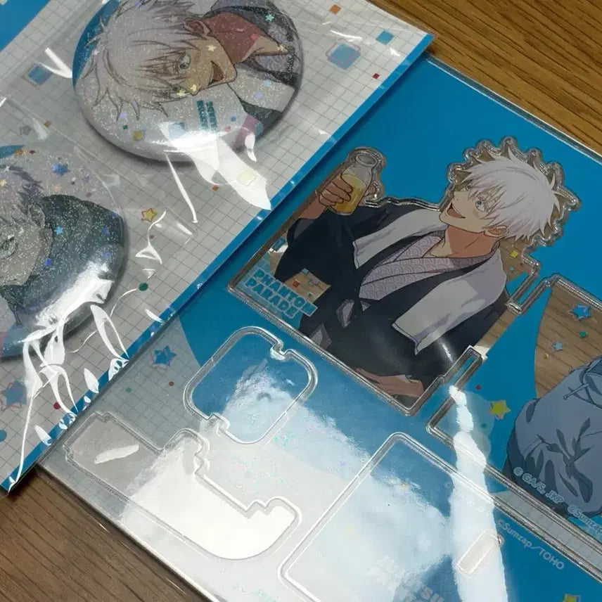 [BUNJANG] Gojo Youth Fanfare Acrylic Stand &amp; Can Badge Set / 고죠 판파레 유년기 아크릴 캔뱃지 세트