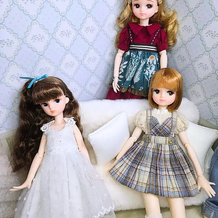 [BUNJANG] Dollhouse Furniture Set (Sofa &amp; Backdrop) for 1/6 Scale Dolls / 룸박스 육일돌 사이즈 가구 (소파와 배경지) 인형 키덜트