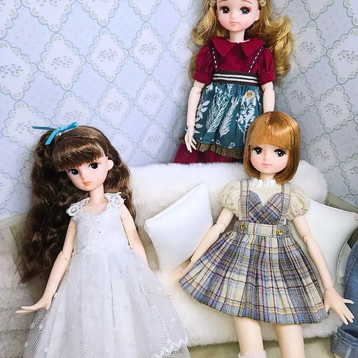 [BUNJANG] Dollhouse Furniture Set (Sofa &amp; Backdrop) for 1/6 Scale Dolls / 룸박스 육일돌 사이즈 가구 (소파와 배경지) 인형 키덜트