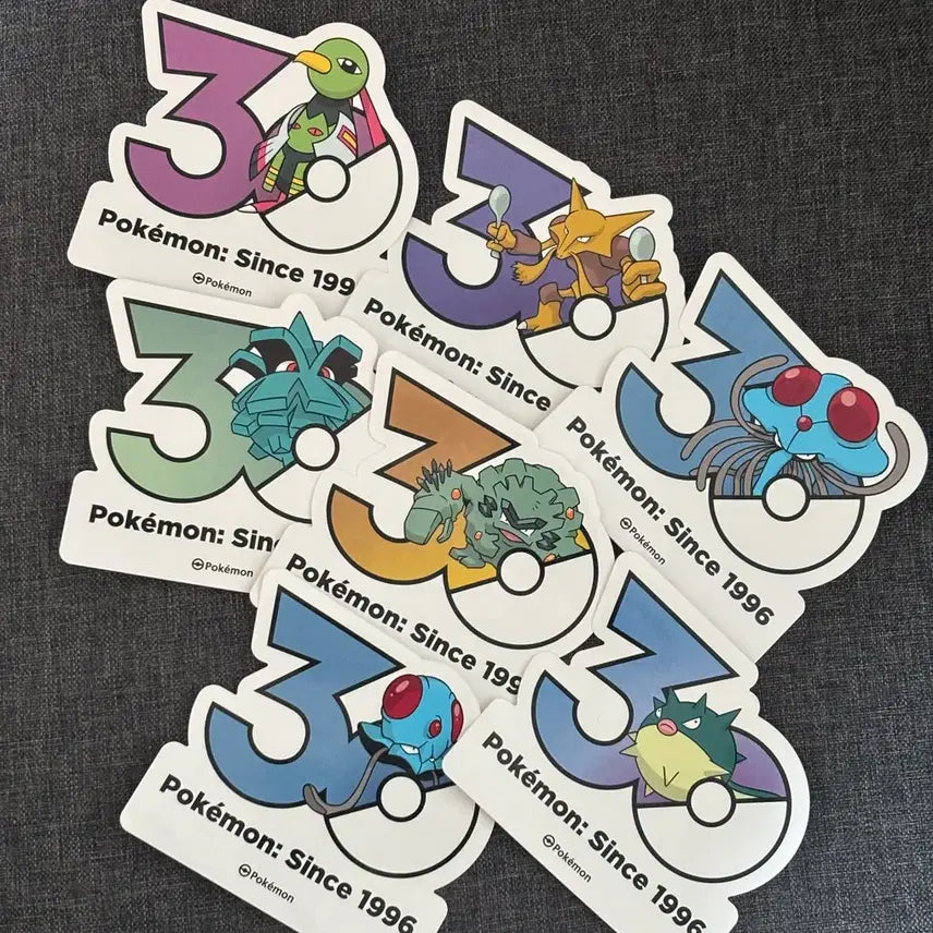 [BUNJANG] Pokemon 30th Anniversary Logo Sticker Bundle (7 Sheets) / 포켓몬 30주년 로고 스티커 7장 일괄