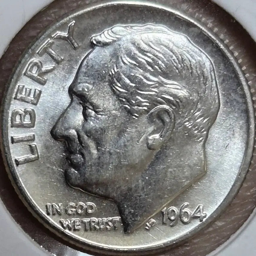[BUNJANG] 1964 Roosevelt Dime 90% Silver Coin - Double Rim, RPM Error / 1964년D 발행 루즈벨트 다임 은화90% 더블림.RPM. 에러
