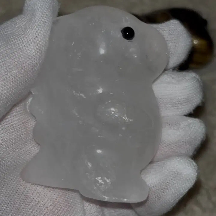 [BUNJANG] Natural Clear Quartz Dinosaur Carving / (할인) 천연 원석 클리어 쿼츠 백수정 공룡 카빙 돌 천연석 크리스탈