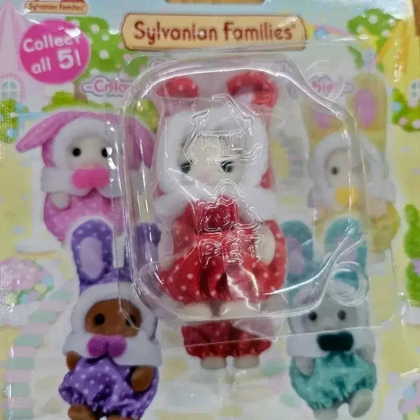 [BUNJANG] Sylvanian Families 40th Anniversary Colorful Costume Baby Rabbit Red / 실바니안 40주년 컬러풀 코스튬 아기 토끼 빨강 레드