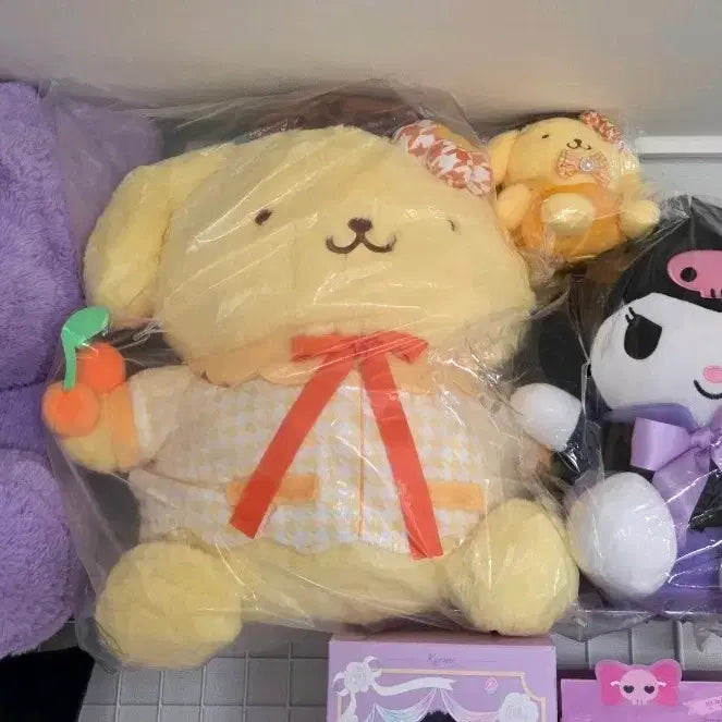 [BUNJANG] Sanrio Spring Blossom Series Taiwan Limited Kuji Pompompurin Large Doll + Small Doll Set / 2026 산리오 봄꽃시리즈 대만 한정 쿠지 B,E상 폼폼푸린 대형 인형+소형인형