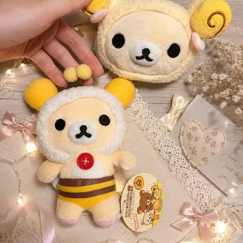 [BUNJANG] Rilakkuma Honeybee &amp; Sheep Rilakkuma Pencil Holder Bundle Set / (일괄) 꿀벌 리락쿠마 인형 고전+양 리락쿠마 연필꽂이