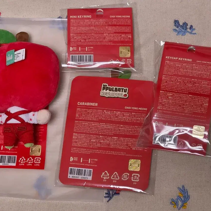 [BUNJANG] Applebutt Apple "Yongmeng" Plush Keychain + Mini Keychain + Keycap Keychain + Carabiner / 애뿔바투 애플 용멍 플러시키링+미니키링+키캡키링+카라비너