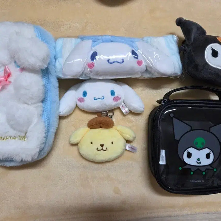 [BUNJANG] Sanrio Cinnamoroll, Kuromi, Pompompurin Bundle Set Pouch &amp; Mirror &amp; Headband / 산리오 시나모롤 쿠로미 폼폼푸린 세트