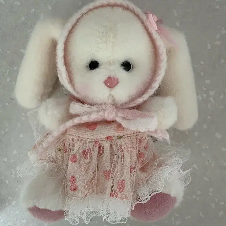 [BUNJANG] Teddy Tales Lena Bunny Pink Cherry Dress Keyring XS with Pink Bandana / 테디테일즈 레나버니 핑크체리 드레스 키링XS + 핑크 반다나