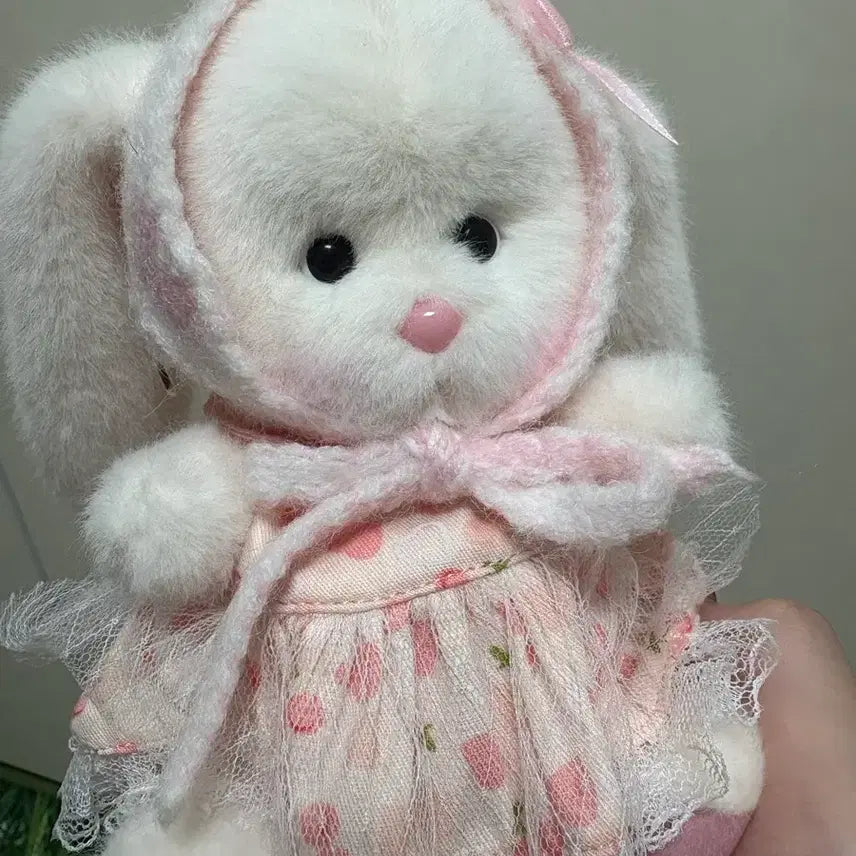 [BUNJANG] Teddy Tales Lena Bunny Pink Cherry Dress Keyring XS with Pink Bandana / 테디테일즈 레나버니 핑크체리 드레스 키링XS + 핑크 반다나