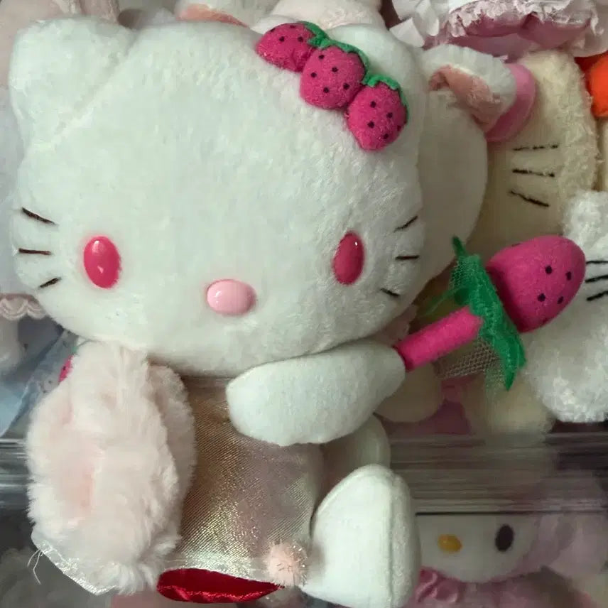 [BUNJANG] Vintage Strawberry Kitty Plush / 오늘만할인)고전 딸기 키티 인형