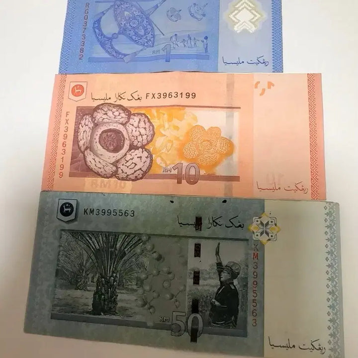 [BUNJANG] Malaysia Ringgit Banknote Set (RM1, RM10, RM50) / 말레이시아 링깃 Ringgit Malaysia 지폐 3종 세트
