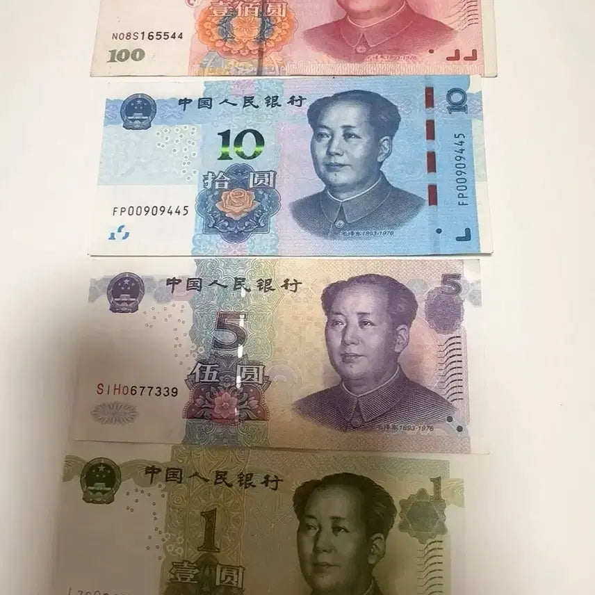[BUNJANG] 5th Series Chinese Yuan Renminbi Banknote 4-Denomination Set (1999, 2005, 2019 Editions) / 제5차 중국 인민폐 지폐 4종 세트  1999 2005 2019년판