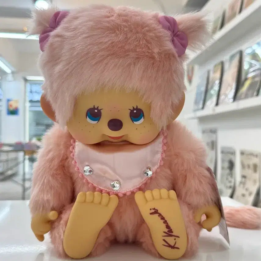 [BUNJANG] Designer Monchhichi Doll Pink Bib K. Yamasaki Autograph / 희귀템 디자이너 몬치치 인형 새상품