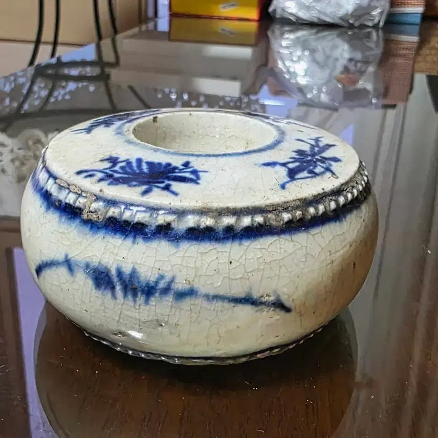 [BUNJANG] Joseon Dynasty Blue and White Porcelain Floral Brush Holder / [청화백자 초화문]도자 붓꽂이/문방소품 (바닥  수결)