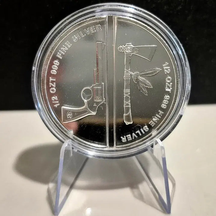 [BUNJANG] Bimetallic 1 oz Silver Coin - Cowboy &amp; Indian Design / 특이한 카우보이&amp;인디언 반반은화 1온스