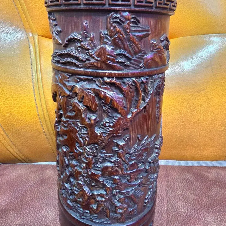 [BUNJANG] Bamboo Carved Brush Holder Set (2 pieces) / 대나무 조각 붓통 세트2개