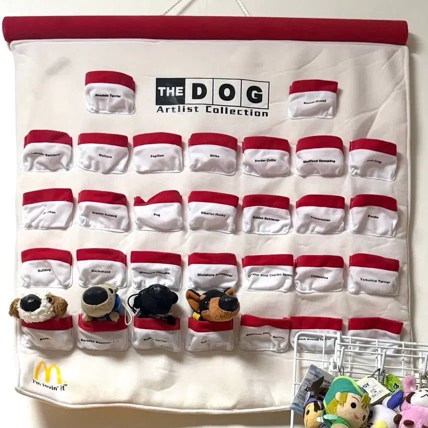 [BUNJANG] Vintage The Dog Dog Mascot Plush Keychain &amp; Wall Pocket Set / 고전 더독 더도그 강아지 마스코트 인형 맥도날드 해피밀 월포켓 키링