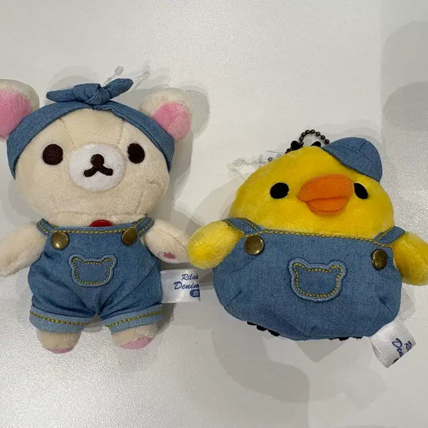 [BUNJANG] Rilakkuma &amp; Kiiroitori Regional Limited Overalls Plush Dolls / 코리락쿠마 키이로이토리 지역한정 멜빵 인형