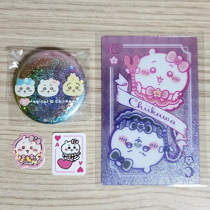 [BUNJANG] Chiikawa Magical Trump Card &amp; Can Badge Bundle Set / 치이카와 매지컬 트럼프 카드&amp;캔뱃지