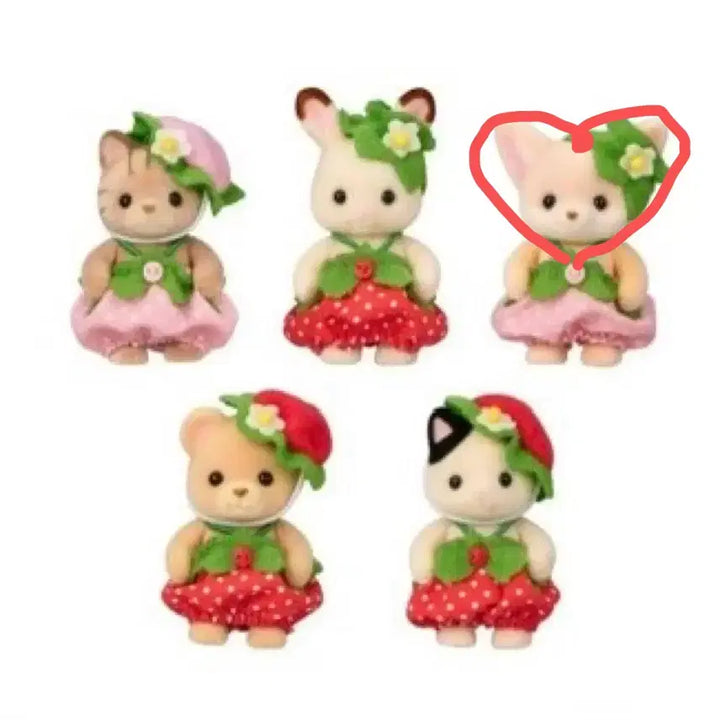 [BUNJANG] Sylvanian Families Strawberry Split Set Desert Fox / 실바니안 모여라 딸기 분철 사막여우