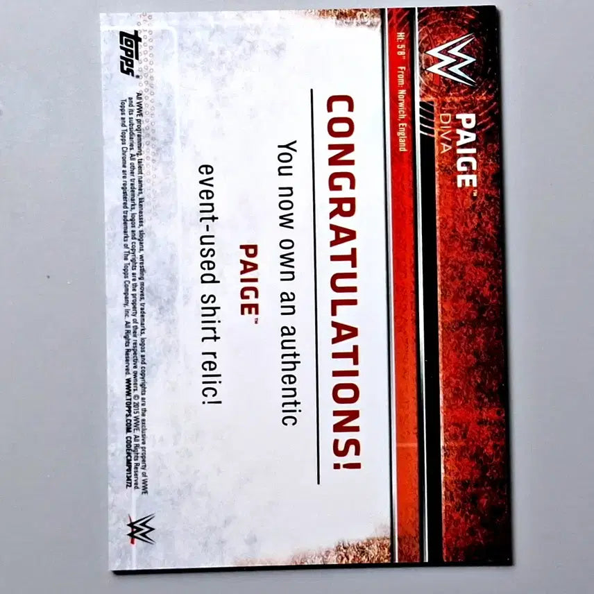 [BUNJANG] WWE Page Rookie Jersey Card 2015 Topps Chrome Pro Wrestling / WWE 페이지 루키 저지카드 2015 탑스크롬 프로레슬링