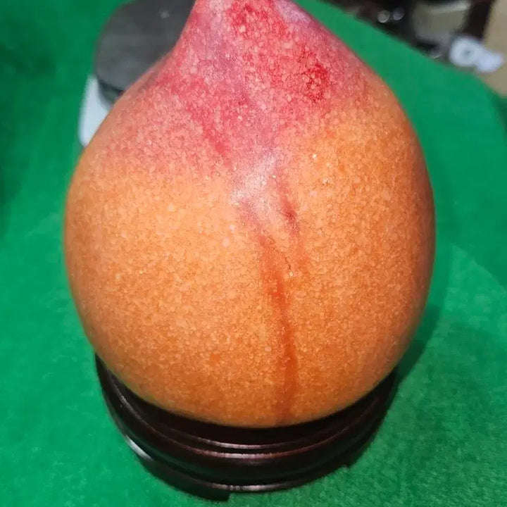 [BUNJANG] Natural Jade Peach Sculpture (Large, 2.8kg) with Base / 천연옥 장수 복숭아 조각 공예품 (좌대 포함, 대형 2.8kg)