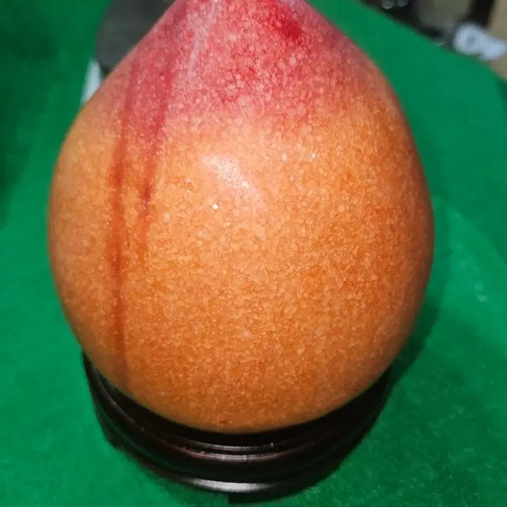 [BUNJANG] Natural Jade Peach Sculpture (Large, 2.8kg) with Base / 천연옥 장수 복숭아 조각 공예품 (좌대 포함, 대형 2.8kg)