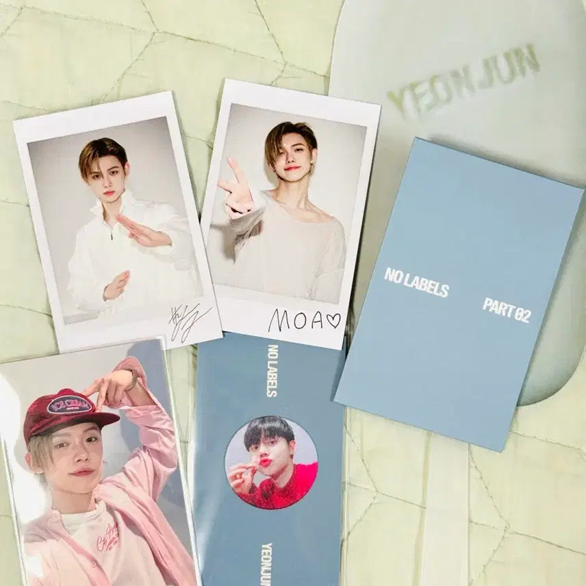 [BUNJANG] TXT Yeonjun Ice Cream Studio Pre-recording Polaroid Photocard Fan Acrylic Cleaner Set / 연준 아이스크림 공방 포카 사녹 폴라2장 세트 액정클리너 부채