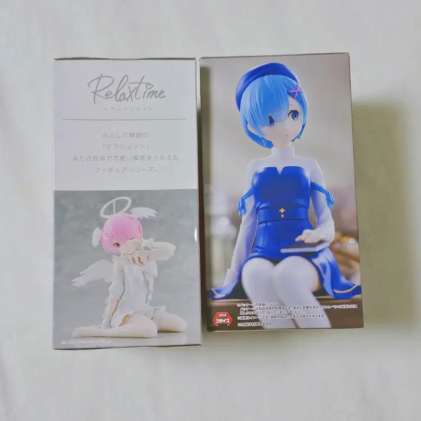 [BUNJANG] Re:Zero Relax Time Sweet Angel Ram &amp; Noodle Stopper Literary Girl Rem Figure Set / 리제로 릴렉스타임 스위트 엔젤 람, 누들스토퍼 문학소녀 렘 피규어