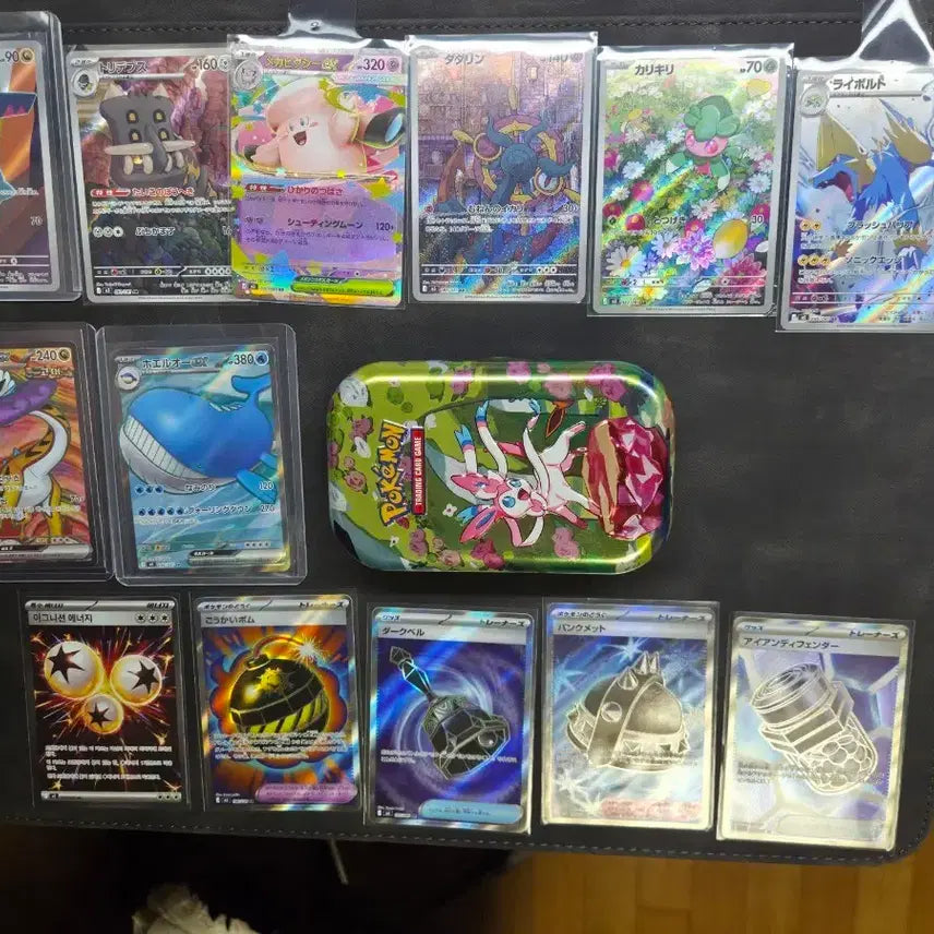 [BUNJANG] Pokemon Card Korean &amp; Japanese Tin Case with Rare Card Bundle (7 SR, 5 AR) / 포켓몬 카드 일판 틴케이스 및 레어 카드 sr7장 ar5장일괄