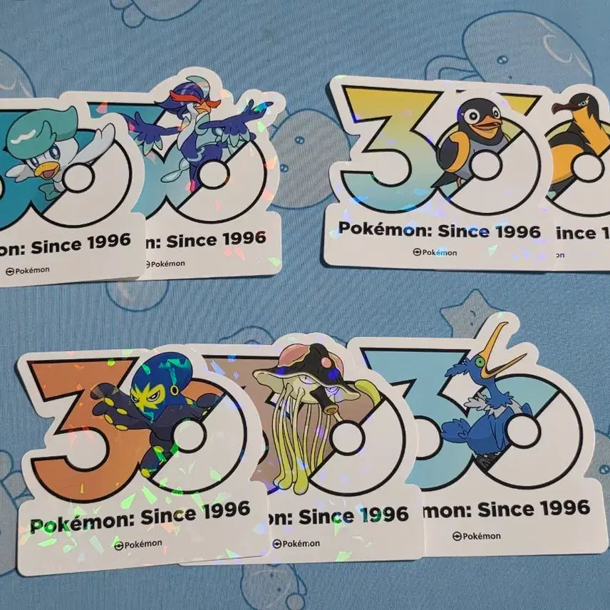 [BUNJANG] Pokemon 30th Anniversary Logo Sticker Bundle Set (Various Characters) / 일괄) 포켓몬 30주년 기념 로고 스티커 꾸왁스 웨이니발 찌리비 찌리비크