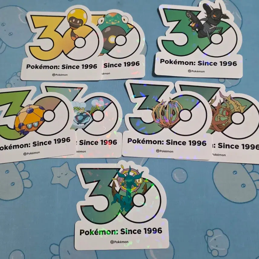 [BUNJANG] Pokemon 30th Anniversary Logo Sticker Bundle Set / 일괄) 포켓몬 30주년 기념 로고 스티커 빈나두 찌리배리 공푸리 그푸리 타타륜