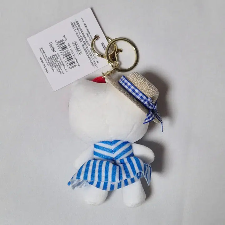 [BUNJANG] Sanrio Hello Kitty Straw Hat Striped One-Piece Dress 10cm / [정품] 산리오 키티 밀짚모자 줄무늬 원피스 바캉스 블루 10cm /택O