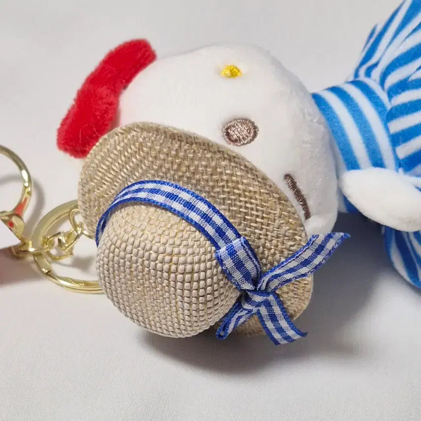[BUNJANG] Sanrio Hello Kitty Straw Hat Striped One-Piece Dress 10cm / [정품] 산리오 키티 밀짚모자 줄무늬 원피스 바캉스 블루 10cm /택O