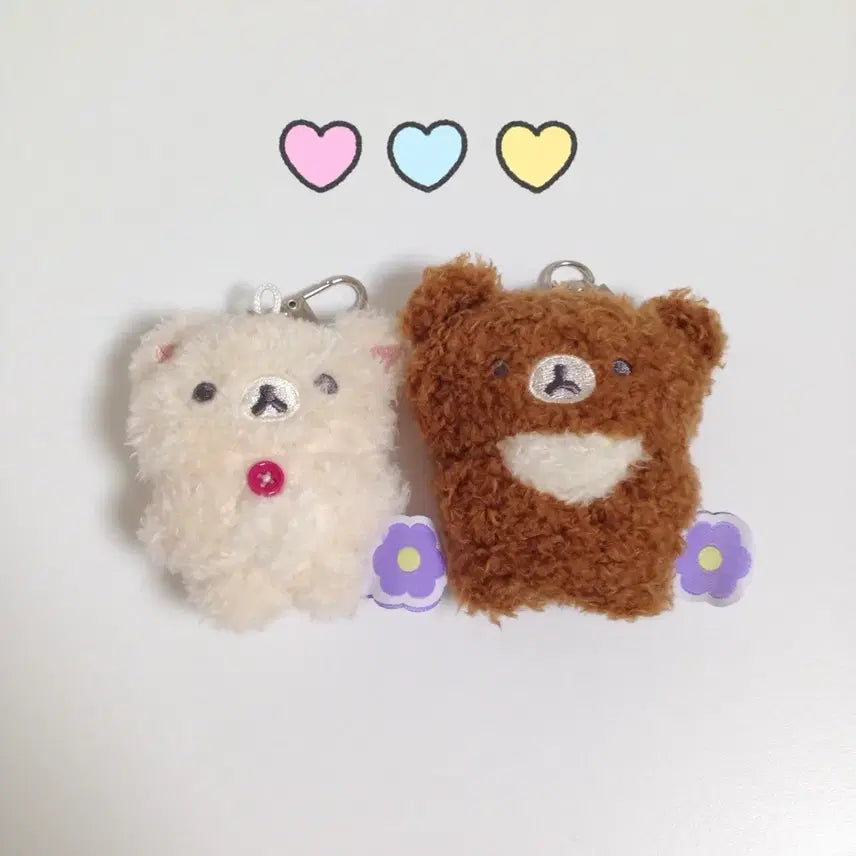 [BUNJANG] San-X Rilakkuma &amp; Korilakkuma Flower Series Plush Keychains Bundle Set / 리락쿠마 인형 키링 2종 세트 일괄