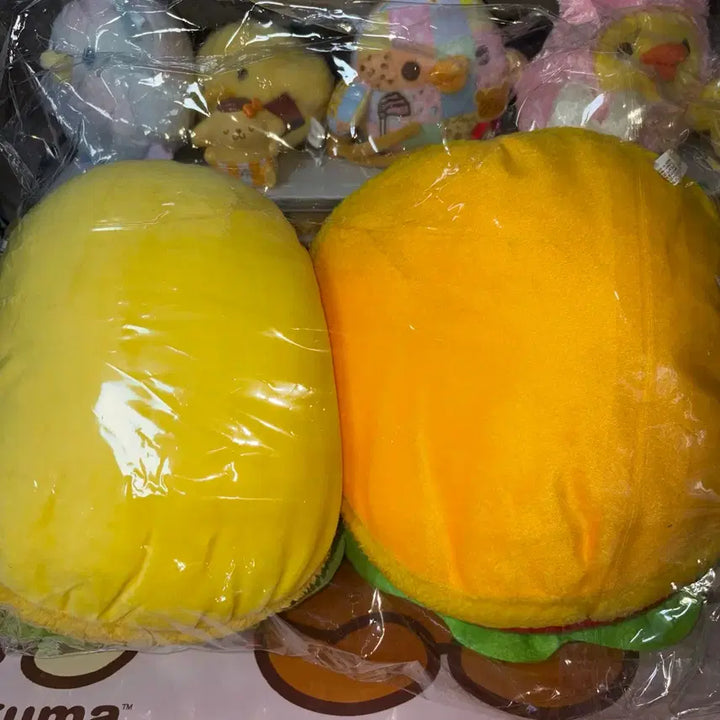 [BUNJANG] San-X Kiiroitori Hamburger Cushion Bundle Set / (일괄) 고전 산엑스 키이로이토리 햄버거 키이 쿠션