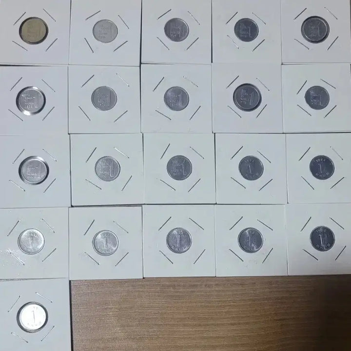[BUNJANG] Mixed Condition 1 Won Coin Set (1967-1991) / 동전 사용제 1원 줄세우기