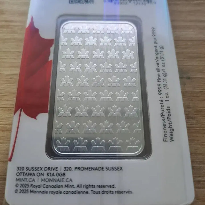 [BUNJANG] Royal Canadian Mint Maple Premium Silver Bar 1 oz .9999 Fine Silver / 캐나다 왕립조폐국 메이플 프리미엄 실버바 1온스 pur9999