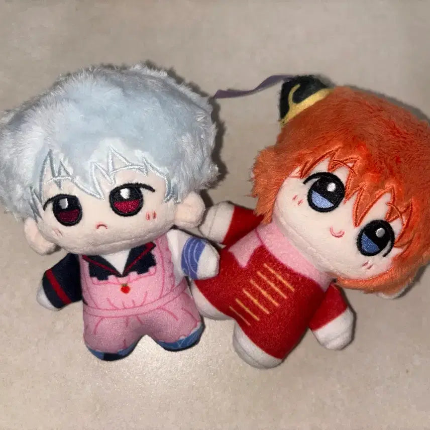 [BUNJANG] Gintama Gintoki &amp; Kagura Plush Keychain Goods Set / 은혼 긴토키,카구라 인형 키링 굿즈