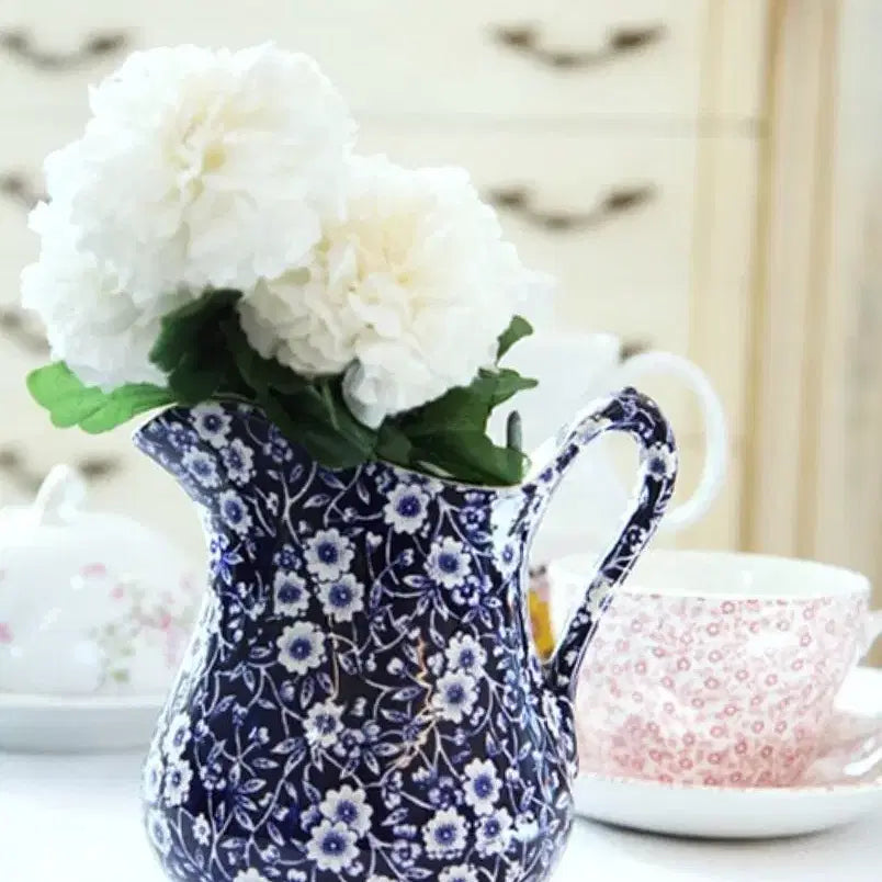 [BUNJANG] Vintage Staffordshire Calico Handled Pitcher Vase / 빈티지 영국 스텐포드셔 칼리코 핸들 피처 베이스