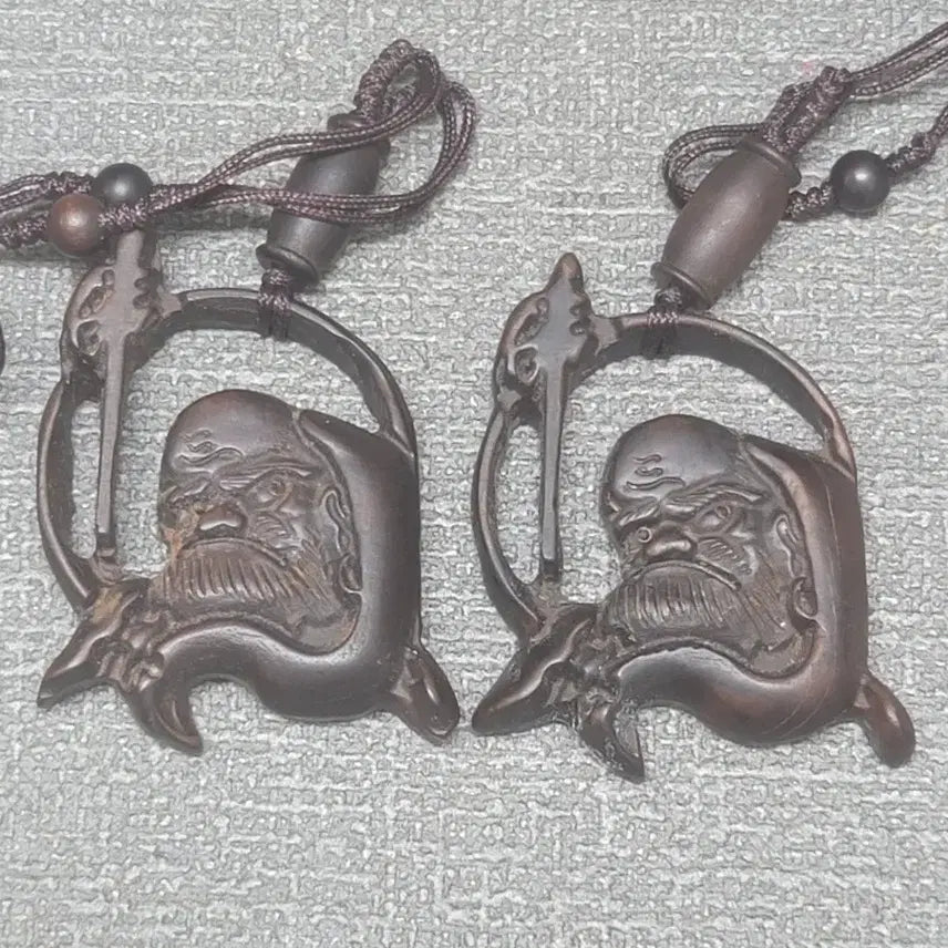 [BUNJANG] Jujube Wood Bodhidharma Amulet Set / 달마대사 대추나무 호신불 2점 일괄