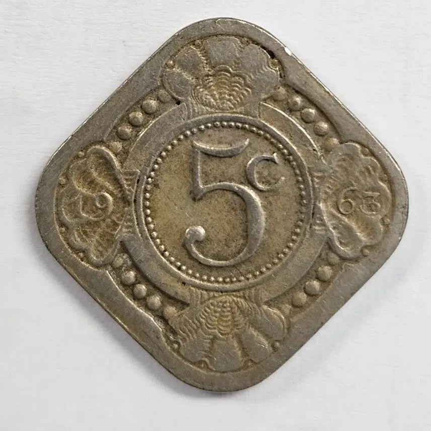 [BUNJANG] 1963 Netherlands Antilles 5 Cents Coin - Obsolete Currency / [희귀] 없어진 나라 1963년 네덜란드령 안틸레스 단종 5센트  K-194