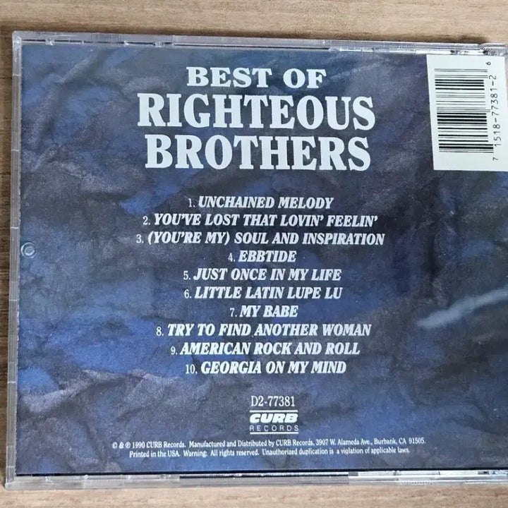 [BUNJANG] The Righteous Brothers Best of Righteous Brothers Imported CD / The Righteous Brothers - Best of Righteous Brothers (수입 CD)