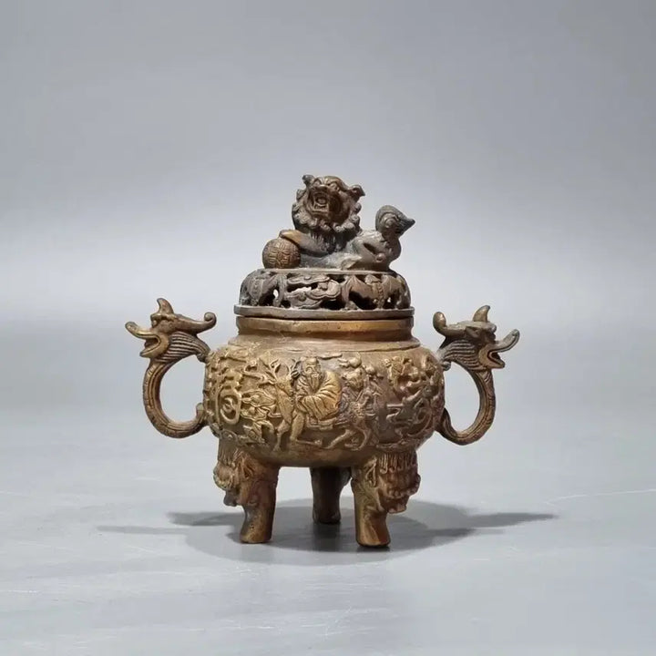 [BUNJANG] Da Ming Xuan De Mark Bronze Tripod Censer / 대명선덕 관지 청동 삼족 향로